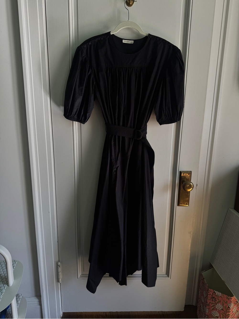 Ulla Johnson Black Puff-Sleeve Belted Maxi Dress
